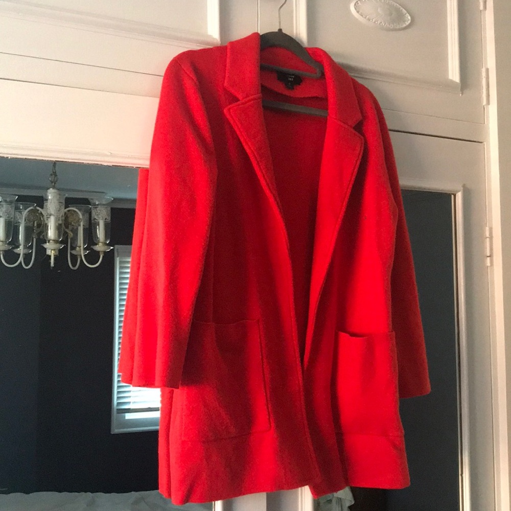 J Crew Sophie Bright Red Sweater Blazer